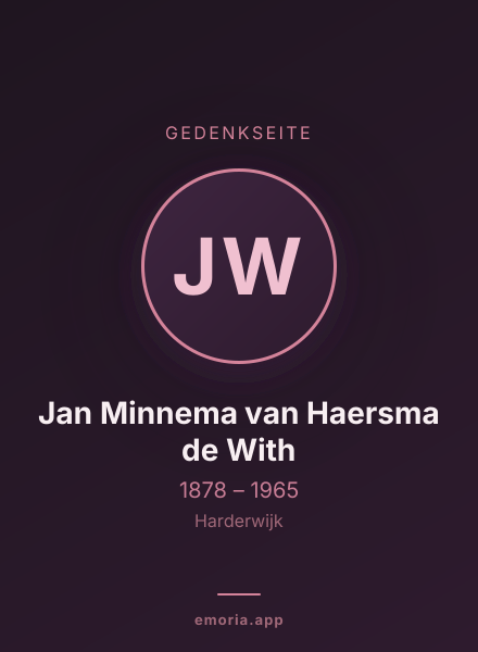 Gedenkportrait von Jan Minnema van Haersma de With