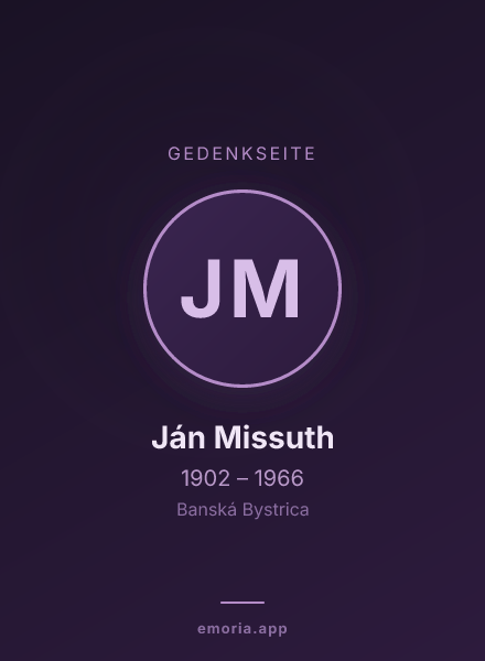 Gedenkportrait von Ján Missuth