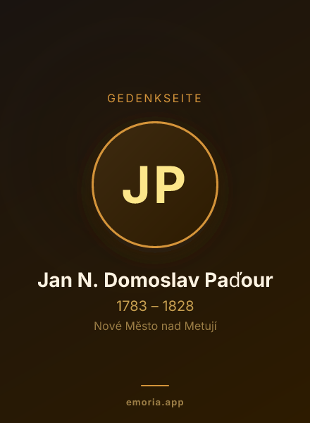 Gedenkportrait von Jan N. Domoslav Paďour