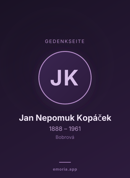 Gedenkportrait von Jan Nepomuk Kopáček
