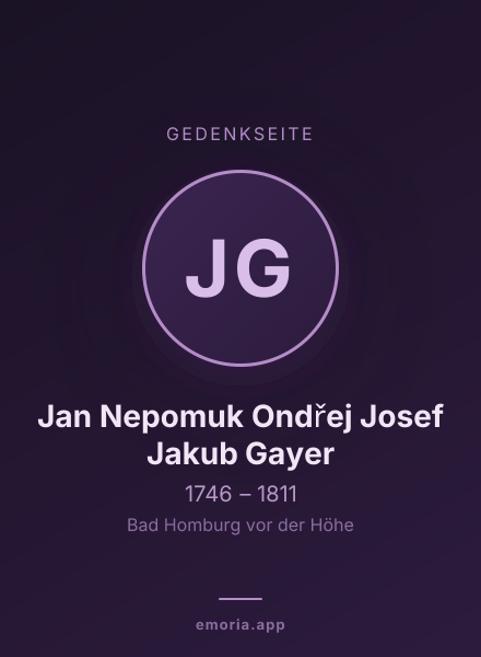 Gedenkportrait von Jan Nepomuk Ondřej Josef Jakub Gayer