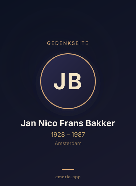Gedenkportrait von Jan Nico Frans Bakker