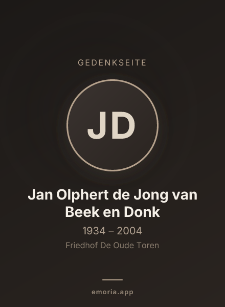 Gedenkportrait von Jan Olphert de Jong van Beek en Donk