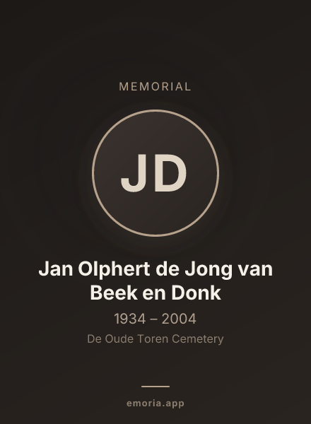 Memorial portrait of Jan Olphert de Jong van Beek en Donk