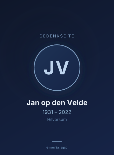 Gedenkportrait von Jan op den Velde