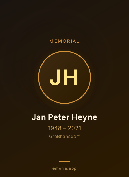 Memorial portrait of Jan Peter Heyne
