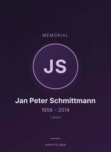 Memorial portrait of Jan Peter Schmittmann