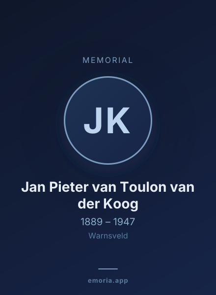 Memorial portrait of Jan Pieter van Toulon van der Koog