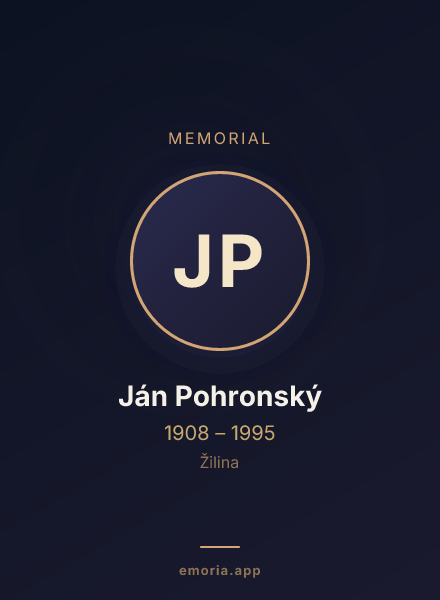 Memorial portrait of Ján Pohronský