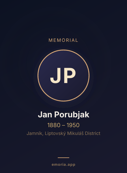 Memorial portrait of Jan Porubjak