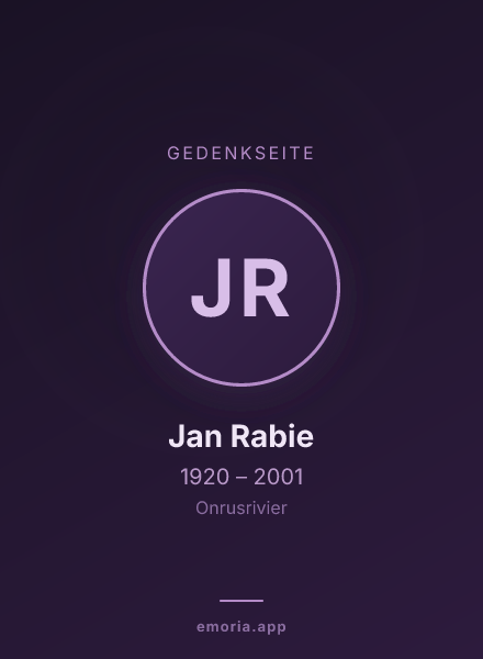 Gedenkportrait von Jan Rabie