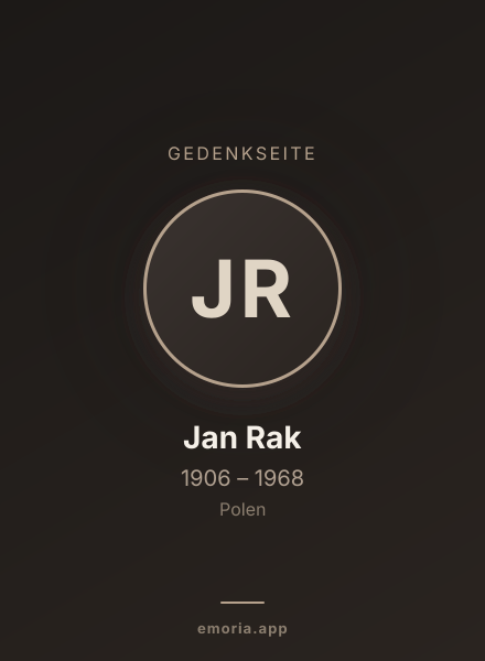 Gedenkportrait von Jan Rak