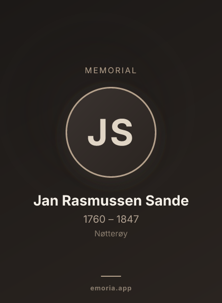 Memorial portrait of Jan Rasmussen Sande