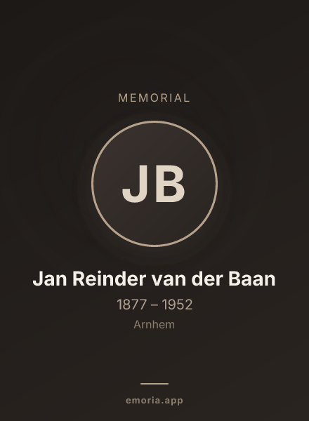 Memorial portrait of Jan Reinder van der Baan