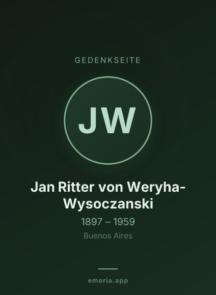 Gedenkportrait von Jan Ritter von Weryha-Wysoczanski