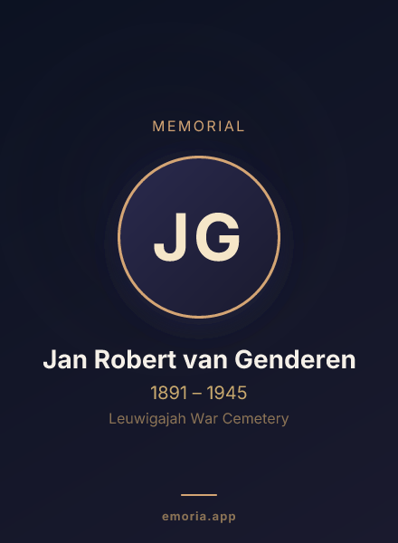 Memorial portrait of Jan Robert van Genderen