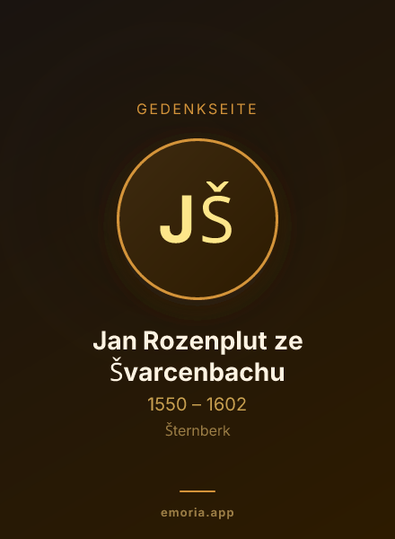 Gedenkportrait von Jan Rozenplut ze Švarcenbachu
