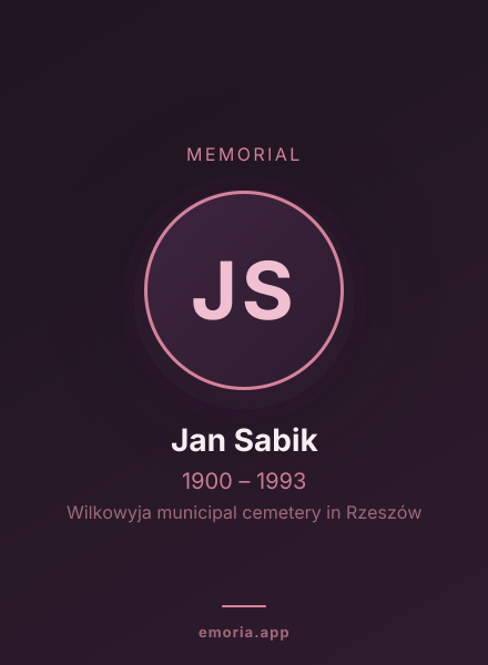 Memorial portrait of Jan Sabik