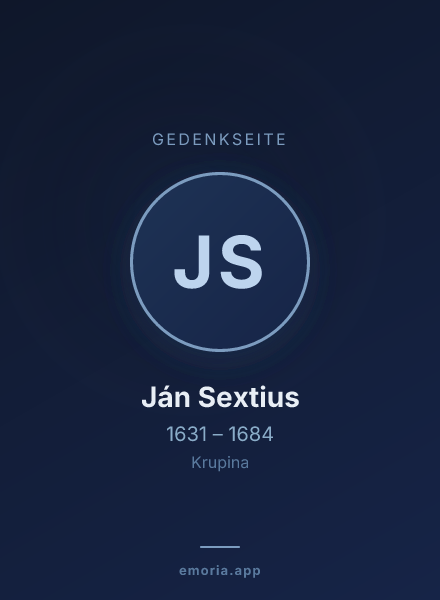 Gedenkportrait von Ján Sextius