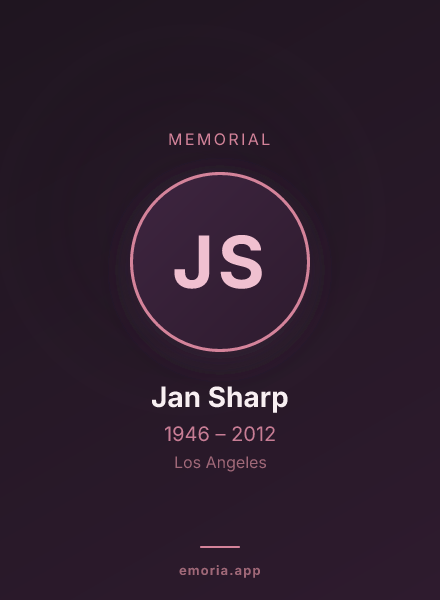 Memorial portrait of Jan Sharp
