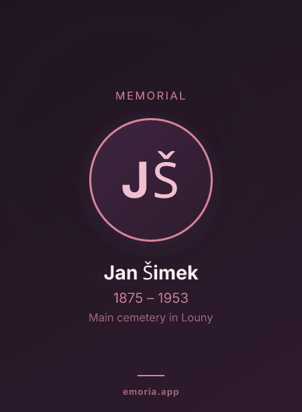 Memorial portrait of Jan Šimek