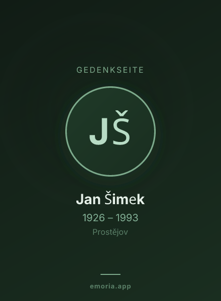 Gedenkportrait von Jan Šimek