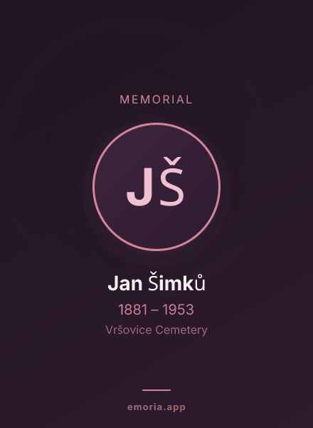 Memorial portrait of Jan Šimků