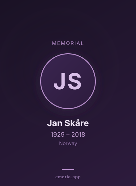 Memorial portrait of Jan Skåre