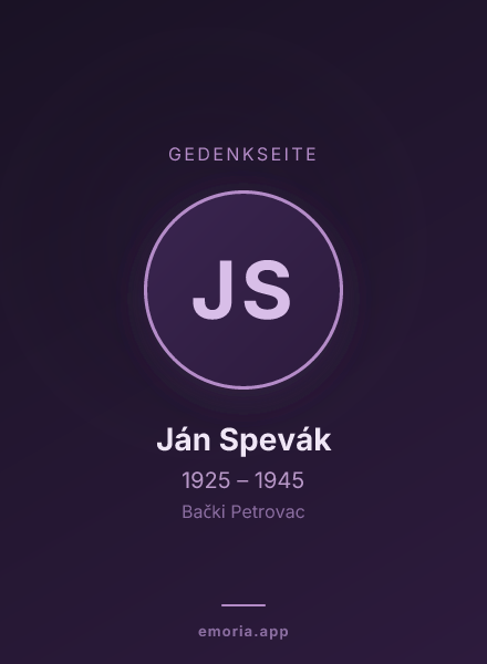 Gedenkportrait von Ján Spevák