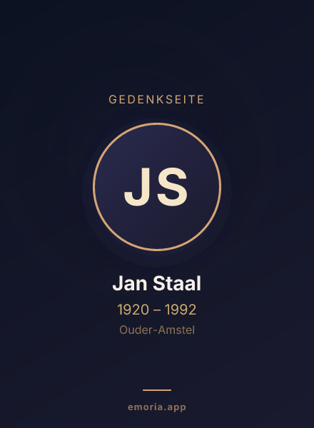Gedenkportrait von Jan Staal