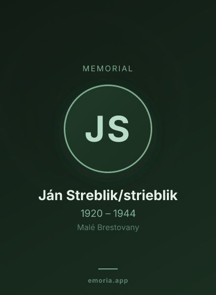 Memorial portrait of Ján Streblik/strieblik