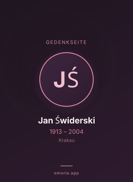 Gedenkportrait von Jan Świderski
