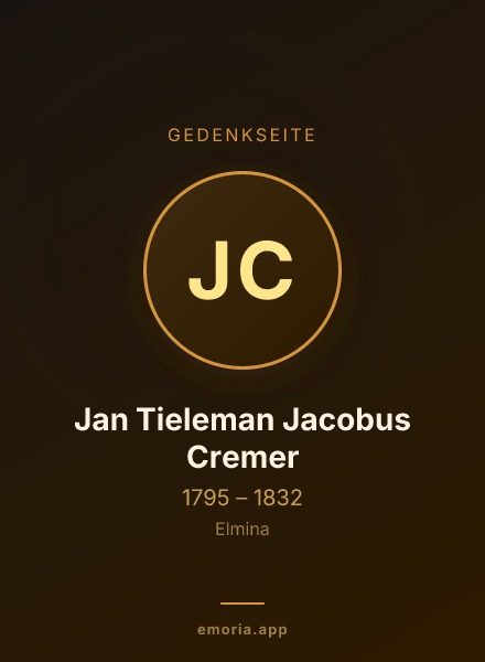 Gedenkportrait von Jan Tieleman Jacobus Cremer
