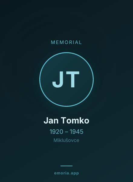 Memorial portrait of Jan Tomko