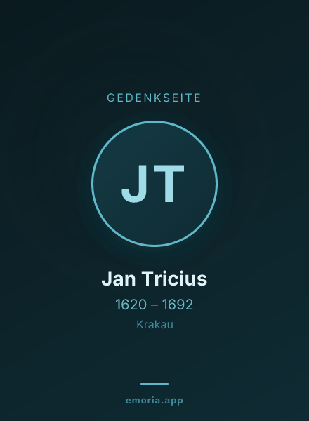 Gedenkportrait von Jan Tricius