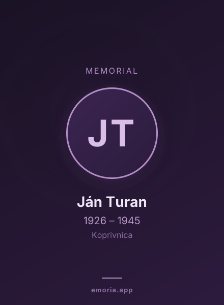 Memorial portrait of Ján Turan