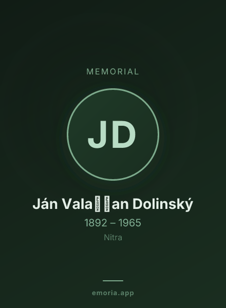Memorial portrait of Ján Valašťan Dolinský