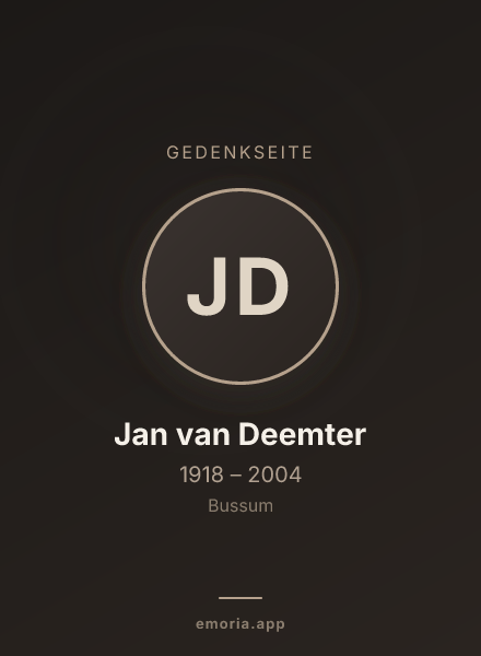 Gedenkportrait von Jan van Deemter