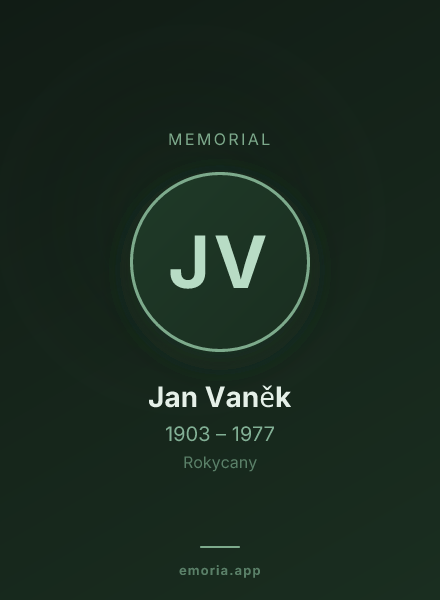 Memorial portrait of Jan Vaněk