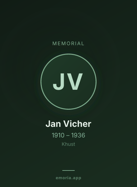 Memorial portrait of Jan Vicher