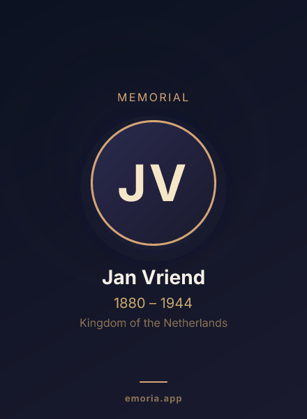 Memorial portrait of Jan Vriend