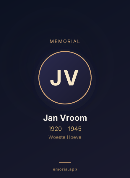 Memorial portrait of Jan Vroom