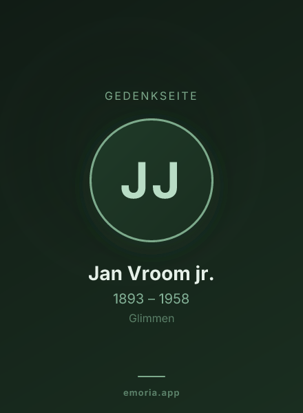 Gedenkportrait von Jan Vroom jr.