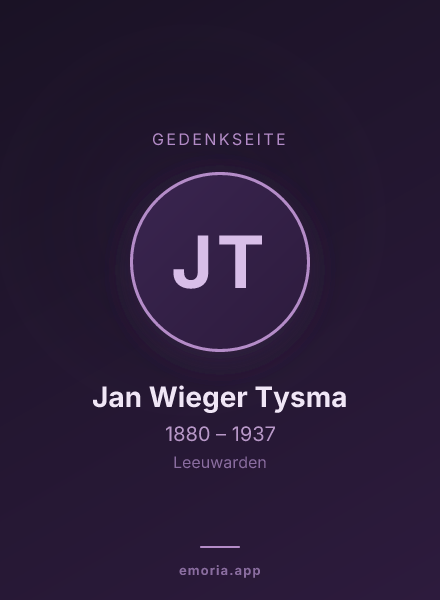 Gedenkportrait von Jan Wieger Tysma