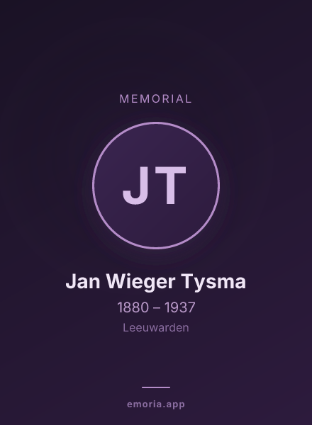 Memorial portrait of Jan Wieger Tysma