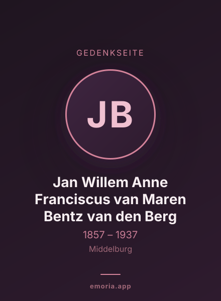 Gedenkportrait von Jan Willem Anne Franciscus van Maren Bentz van den Berg
