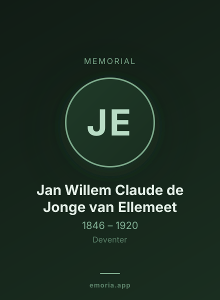 Memorial portrait of Jan Willem Claude de Jonge van Ellemeet