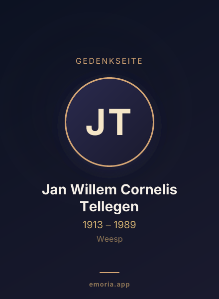 Gedenkportrait von Jan Willem Cornelis Tellegen