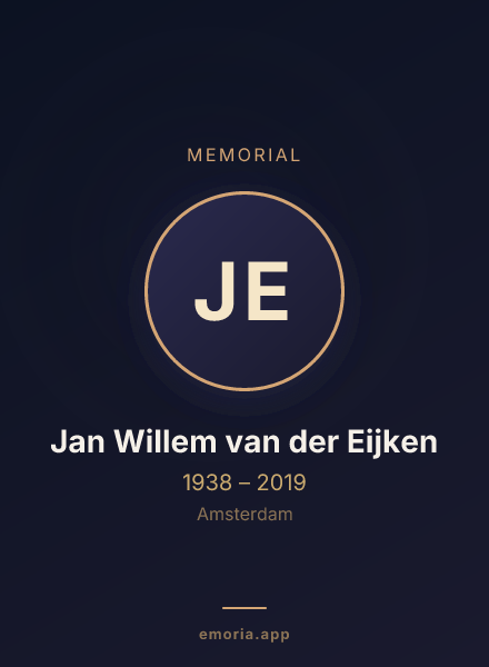 Memorial portrait of Jan Willem van der Eijken