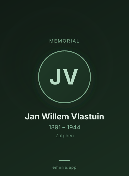 Memorial portrait of Jan Willem Vlastuin